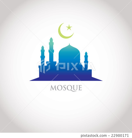 Mosque and Crescent moon, blue gradation 22980171