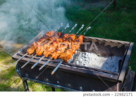 Kebabs on the grill smoke Kebabs on the grill smoke 22982171