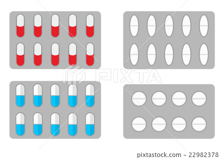 Packs of pills isolated on white background Packs of pills isolated on white background 22982378