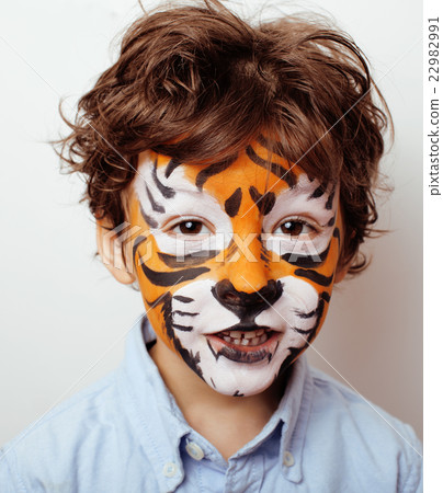 little cute boy with faceart on birthday party 22982991
