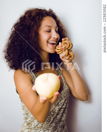 portrait of young cute woman isolated making portrait of young cute woman isolated making 22983082