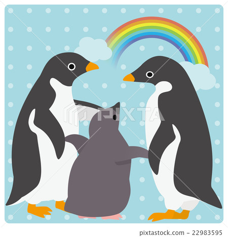 Adelie penguin family rainbow 22983595