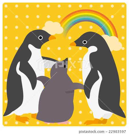 Adelie penguin family rainbow 22983597