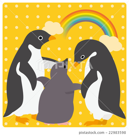 Adelie penguin family rainbow 22983598