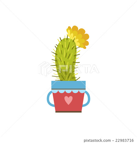 Small Blooming Cactus In A Pot 22983716