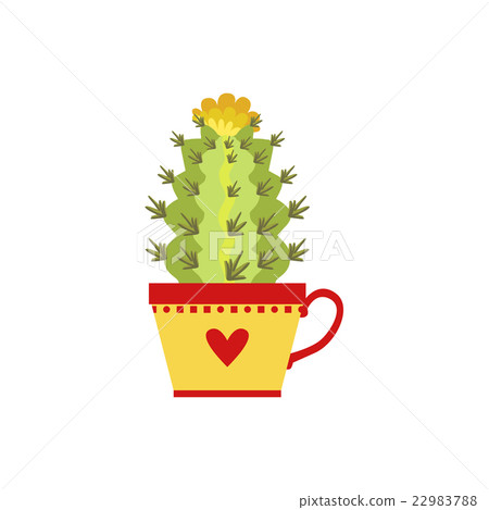Blooming Tall Cactus In A Cup 22983788