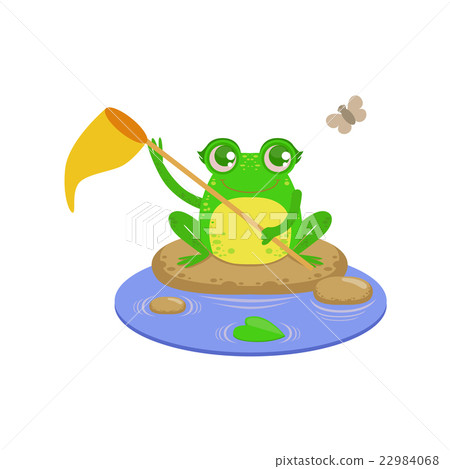 Cartoon Frog Character Catchin Flies 22984068