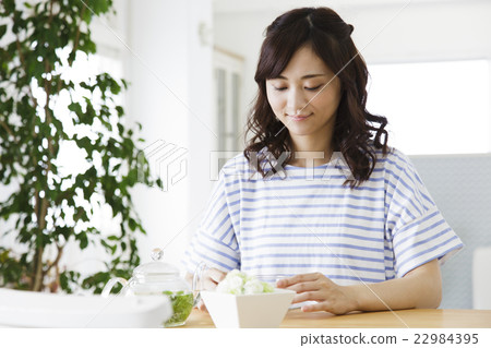 Female young lady herbal tea lifestyle cafe Female young lady herbal tea lifestyle cafe 22984395