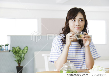 Female young lady herbal tea lifestyle cafe Female young lady herbal tea lifestyle cafe 22984396