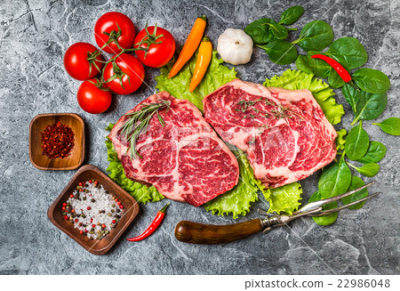 Raw fresh marbled meat Steak 22986048