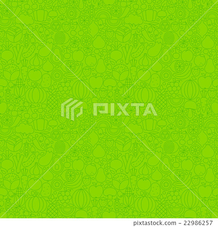Green Thin Line Fruits Vegetables Seamless 22986257