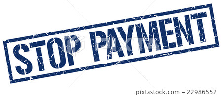 stop payment blue square vintage rubber stamp 22986552