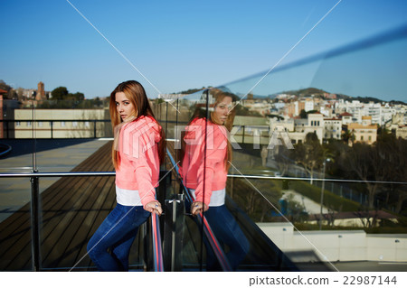 Female dressed in trendy basic clothes  22987144