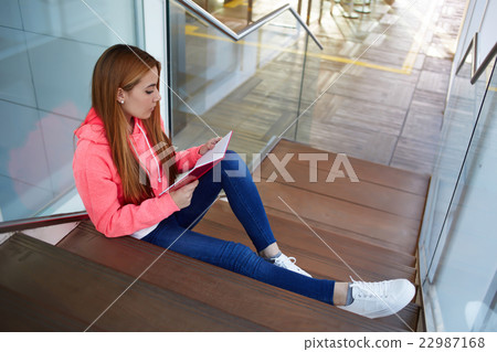 College student preparing for class at campus College student preparing for class at campus 22987168