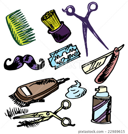 Barber shop. Vector. Drawn by hand. Items for 22989615