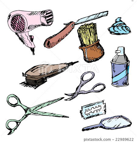 Barber shop. Vector. Drawn by hand. Items for Barber shop. Vector. Drawn by hand. Items for 22989622