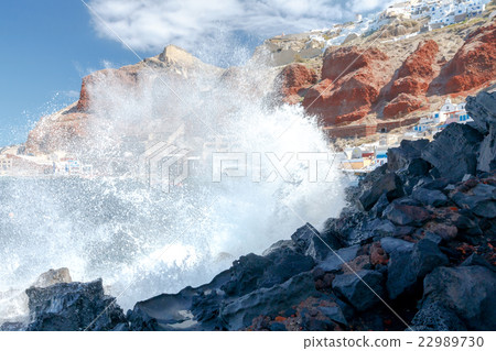Oia. The old harbor in a storm. Oia. The old harbor in a storm. 22989730