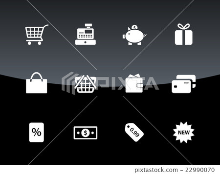 Shopping icons on black background. 22990070