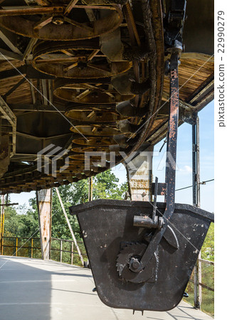Historic black mining rail cart Historic black mining rail cart 22990279