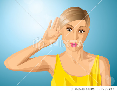 Vector woman overhearing something Vector woman overhearing something 22990558