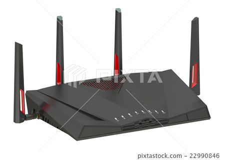 Wireless modern internet router, 3D rendering Wireless modern internet router, 3D rendering 22990846