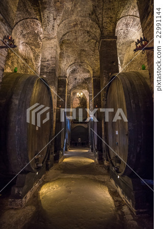 Wine barrels in a Montepulciano cellar, Tuscany 22991144