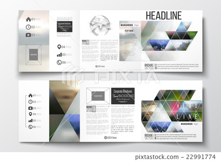 Set of tri-fold brochures, square design templates 22991774