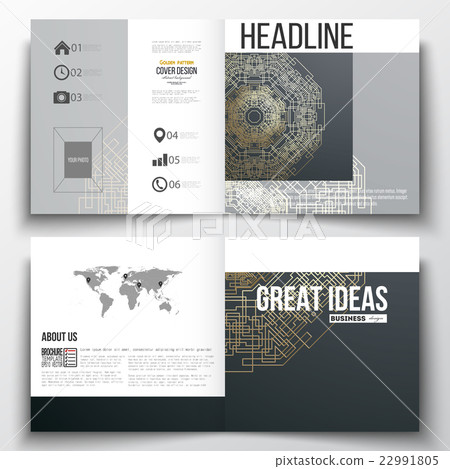 Set of square design brochure template. Round 22991805