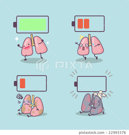 cartoon lung with battery 22993376