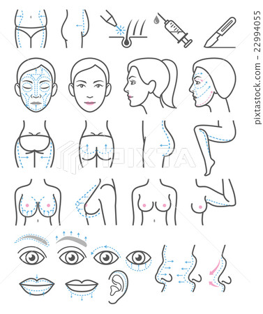 Cosmetic plastic surgery icons. Cosmetic plastic surgery icons. 22994055