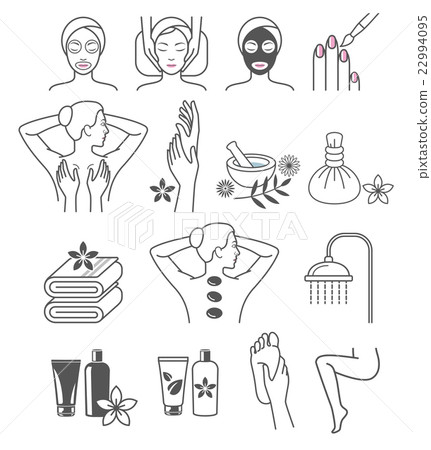 Spa Massage Therapy Skin Care & Cosmetics Icons. 22994095