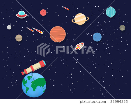 set of planets and sun in solar system with telesc set of planets and sun in solar system with telesc 22994235