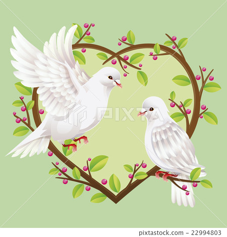 Two Doves on a heart shape tree Two Doves on a heart shape tree 22994803