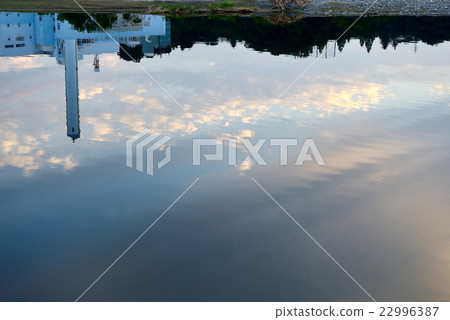 Evening sky on the river 22996387