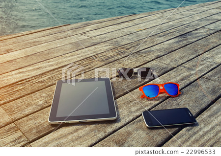Top view mock up presentation with blank screen Top view mock up presentation with blank screen 22996533