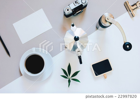 Creative flat lay photo of coffee workspace Creative flat lay photo of coffee workspace 22997820