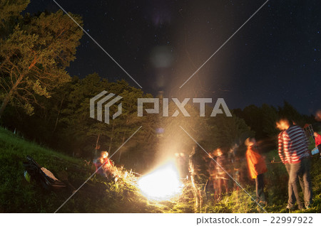 Fisheye view of a campfire 22997922