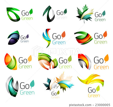 Green nature leaf vector concept icon set - Stock Illustration ...