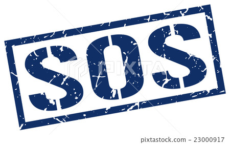 sos blue grunge square vintage rubber stamp 23000917