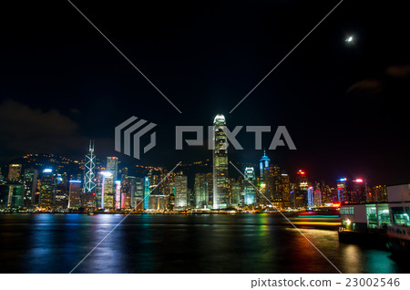 the view of city and light at night in Hongkong 23002546