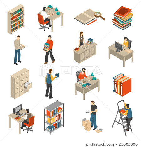 Documents Archive Library Isometric Icons Set 23003300
