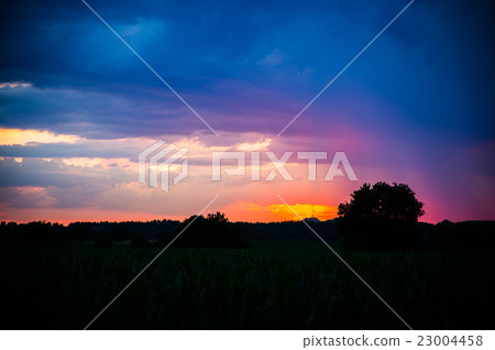 Colorful sunset with clouds 23004458