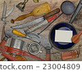 vintage set for cooking over wooden table 23004809