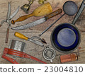 vintage set for cooking over wooden table 23004810