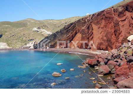 Red beach at Santorini, famous greek island 23004883