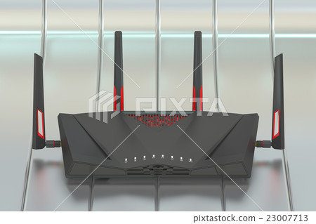 Dual-Band Wireless internet router, 3D rendering Dual-Band Wireless internet router, 3D rendering 23007713
