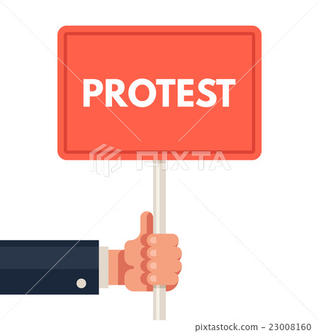Hand holding protest sign 23008160