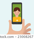 Selfie. Portrait and smartphone. 23008267