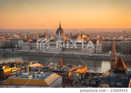 Hungarian Parliament Building at Sunrise Hungarian Parliament Building at Sunrise 23008442