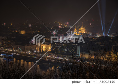 Fireworks over Budapest, Hungary 23008450